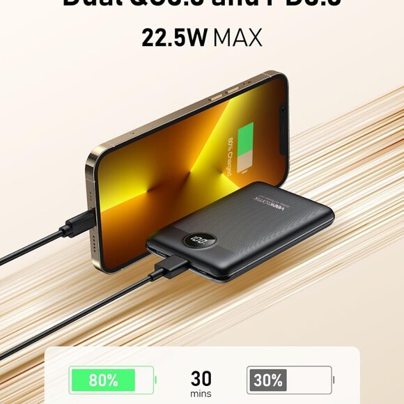 Small Portable Charger, Mini Power Bank 10000mAh, PD 22.5W Fast Charging USB-C B - Picture 2 of 7